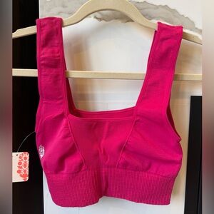 FP Movement by Free People Seamless Square-Neck Sports Bra in Hot Pink